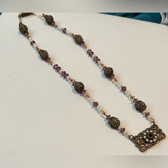 Liz Palacios S.F. Antique Style Beaded Necklace 16” Long Round. - Picture 4 of 6